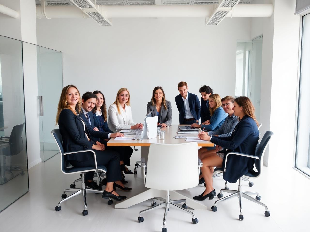 Equipo de negocios en reunión estratégica